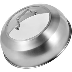 12.75 Inch Stainless Steel Basting Cover, Melting Dome for Griddle Cooking, Round Steaming Cover Lid with Tempered Glass Top and Steam Holes, Dishwasher Safe (12.75")