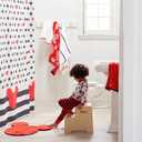 Cute Mouse Head Shower Curtain - Red and Grey Deco Dot Cartoon Shower Curtain Set - Fabric Waterproof Polyester Bathtub Decor 12 Plastic Hook,72x72in
