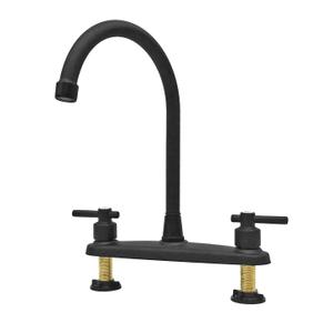 RV Kitchen Faucet, Non-Metallic RV Kitchen Sink Faucet Replacement with Two Handle-8" Main Body-High Arch-360 Swivel Replace for RV Home Campers Motorhomes Travel Trailers, Matte Black
