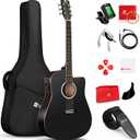 Vangoa Electric Acoustic Guitar Full Size Cutaway Acoustic Guitar Bundle Guitarra Acustica with Pickup for Adults Teens Beginners, Matte Black