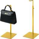 2PCS Handbag Display Stand, Purse Holder Gold Metal Tall Hanging-hook Display Stands for Bag or Necklace Table Display Organizer with Stable Square Base