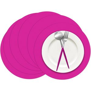 100 Pieces Hot Pink Paper Place Mats Round Disposable Table Mats Decorative Placemats for Wedding Bridal Shower Hot Pink Birthday Party Dining Decor