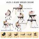 6 in 1 High Chair for Babies & Toddlers, Convertible Wooden Baby Highchair, Table and Chair Set, Baby Feeding Chair, 5-Point Adjustable Harness/4-Position Removable Tray& PU Seat Cushion (Black)
