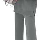 ANRABESS Womens 2 Piece Outfits Turtleneck Matching Lounge Set Sweater Top Wide Leg Pants Fall Cozy Knit Sweatsuit Loungewear, Gray, Size M