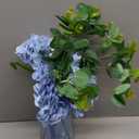 Tifuly Fake Hydrangea Artificial Flowers with Vase 4pcs Real Touch Faux Hydrangea and 3pcs Eucalyptus Leaves for Wedding Centerpiece Home Garden Party Decoration（Blue）