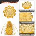 150 Pcs Diwali Gifts Bulk Gold Lotus Incense Sticks Holders Zinc Alloy Incense Holder Return Gifts for Pooja Navratri with Organza Bags and Thank You Cards for Pooja Indian Wedding Party Supplies