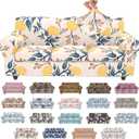 Stretch Couch Covers for 3 Separate Cushion Couch Sofa,Floral Printed Couch Sofa Cover,Washable Sofa Slipcover,Pet Friendly Furniture Protector with Elastic Bottom,Universal Fit for Home(Sofa,Cover) (Orange Color+leaves)