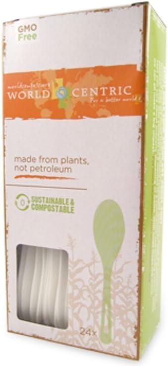World Centric Cornstarch Compostable Spoon, 24 Count (Pack of 3)