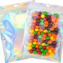 Resealable Mylar Bags | 100 Pcs 5 X 7 Inch | Smell Proof mylar Bag Heat Seal Cute Packaging Foil Food Sealable Small Front Clear Plastic Colored for Storage Candy Beef Jerky Jewerly Product