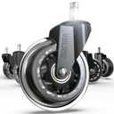 HOLKIE Office Chair Wheels - Universal Fit 3 Inch Roller Blade Casters - Safe for Hardwood Carpet Floors - Heavy Duty Rubber Replacement for Gaming Chairs - Smooth, Silent Glide - Set of 5 (5 Pack-11mm, Clear)