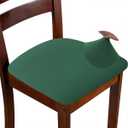 Chair Seat Covers Set of 6 Stretch Green Chair Covers for Dining Room Square Removable Washable Chair Protector Seat Cushion Slipcovers for Kitchen Office
