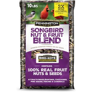 Pennington Pride Songbird Nut & Fruit Blend, Wild Bird Seed for Outside Feeders, Advanced Nutrition Formula for Health, Bird Food, 10-lb. Bag (EXP 08/26/26)
