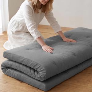 ZonLi Japanese Floor Futon Mattress Twin Size 75"x 39", 100% Cotton Cover 4" Thicken Tatami Mattress, Foldable Sleeping Pad, Portable Dormitory Tatami Mat, Roll Up Floor Lounger Bed for Adult