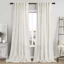 Cream Linen Sheer Curtains 102 Inches 2 Panels Set Back Tab Rod Pocket Extra Long Semi Sheer Light Filter Vintage Curtain Drapes Room Decor Aesthetic Curtains for Living Room High Window 42x102