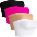 4 Pieces Tube Top Strapless Tops for Women Summer Bandeau Basic Crop Tops Sleeveless Shirt (S)