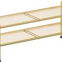 SUFAUY Shoe Rack for Closet, 33" Wide Metal Shoe Rack Organizer Heavy Duty, 2-Tier Mesh for Shoes, Gold