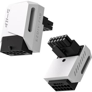 EZDIY-FAB PCIe 5.1 Adapter - 600W 12+4pin,16pin 12VHPWR GPU Power Connector,12V-2x6 GPU Adapter,90 Degree Right Angle - Compatible with RTX 3090Ti, 4070Ti, 4080, 4090 GPU - RVS Type, White, 1 Pack