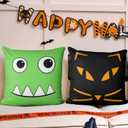 Halloween Pillow Covers 18x18 inch Set of 4, Zombie Cats Mummy Trick-or-Treat Ghost Throw Pillow Covers for Fall Halloween Decorations Halloween Party Pillows Decorative Pillow Covers for Couch Sofa