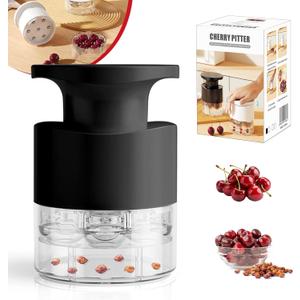 Cherry Pitter Multiple, Push Type Cherry Corer Multiple, Kitchen Cherry Jam 7 Holes Multi Pitter Tool, 7-in-1 Cherry Seed Remover Quick Portable Cherry Pitting Tool (Black)