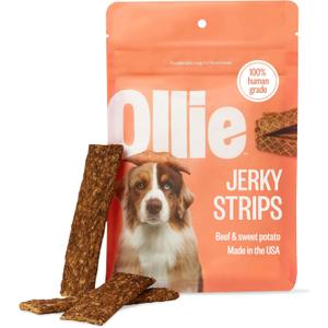 Ollie Beef & Sweet Potato Jerky Treats, 15 oz - All Natural Dog Treats Ingredients, Meat-First Recipe, No Preservatives or Fillers (5 Ounce (Pack of 3))б BBD: 07/02/2027