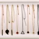 Mornajina 20 Hooks 13.8" x 9.5" Necklace Jewelry Tray Velvet Jewelry Display Tray, Stackable Necklace Holder Organizer Tray Necklaces Chain Bracelet Display Storage Trays - Beige