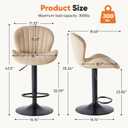 Sweetcrispy Bar Stools Set of 4, Modern Swivel Bar Chairs, Adjustable Fabric Upholstered Barstools Counter Height with Backrest for Bar, Kitchen Island, Dining Room, Beige