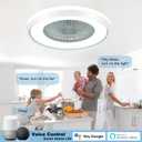 24" Low Profile Ceiling Fan with RGB Lights, Bladeless Ceiling Fan with Remote/APP/Voice Control, 6 Speeds Flush Mount Smart Ceiling Fan for Kids Bedroom/Kitchen/Dining Room
