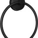 YOHOM Suction Cup Towel Ring Matte Black Hand Towel Holder for Bathroom Stainless Steel Vacuum Suction Washcloth Holder Dish Towel Hanger for Shower Wall No Drill