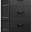 WLIVE Dresser with 4 Drawers, Fabric Storage Tower, Organizer Unit for Bedroom, Hallway, Entryway, Closets, Sturdy Steel Frame, Wood Top, Easy Pull Handle, Charcoal Black