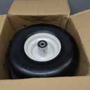 13x6.50-6 Flat Free Lawn Mower Tires and Wheels 3/4" 5/8" 1/2" Ball Bearings, 13x6.5x6 Zero Turn Mower Front Tires, Smooth Tires for Commercial Grade Lawn 5.5"-7.5" Adjustable Centered Hub