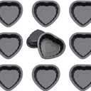 10 pcs Mini Fluted Tube Pan, 4 Inch Carbon Steel Fluted Cake Mold Cup with Heart Shape, Nonstick Cake Pan Mini Tube Oven Baking Mold for Cupcake, Bread, Bavarois, Brownie