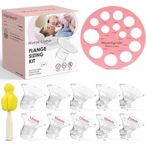 Flange Inserts 10PCS 13/15/17/19/21mm for 24mm Flanges/Shield of Most Pumps, Flange Sizing Kit Silicone Flanges Insert, Breastfeeding Essentials Kit for New Moms