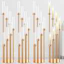 Tessco 4 Sets Gold 7 Arm Floor Candelabra 46.5'' Tall Floor Candle Holders Metal Candle Holders with Acrylic Lampshade Candlestick Centerpiece for Electronic Wedding Home Party Decoration