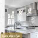 Pendant Lights Kitchen Island, Brushed Nickel Dual Shade Hanging Lights Fixtures with Metal and Clear Glass, Modern Kitchen Pendant Lighting Over Island for Dining Room, AD-24022-1P-SN