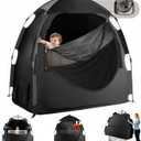 Warmoasis Blackout Tent for Pack and Play, 1-Click Setup, Mini Fan Included, Portable Fold N Go, Light Blocking&Breathable Baby Sleep Tent for Babies & Toddlers, Home&Travel Essential