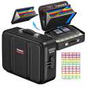 Honlunu Fireproof Document Box, Hard Case Fireproof Document Organizer with Lock, Water Resistant Safe Box for Important Documents Certificates Laptop Passports, Black