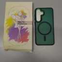 YENAPOON for Samsung Galaxy S25 Case, Matte Magnetic Phone Case with 1 Screen Protector, Support for Magsafe, Translucent Frosted Shockproof Protective Cover for Samsung Galaxy S25, Dark Green