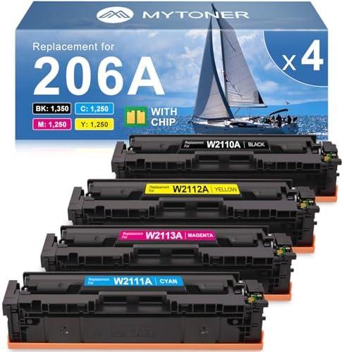 MYTONER 206A Toner Cartridges 4 Pack (with Chip) Compatible Replacement for HP 206A 206X for Color Pro MFP M283fdw M283cdw M282nw Pro M255dw M255nw M283 M255 M282 Printer W2110A W2110X High Yield