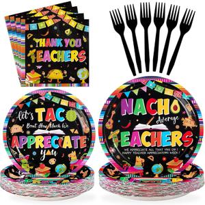 96Pcs Mexican Teacher Appreciation Decorations Nacho Average Teachers Plates and Napkins Funny Teacher Appreciation Decorations for Thank You Teachers Staff Welcome Party Supplies Serves 24