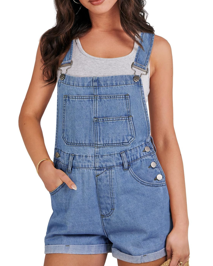 Overalls for Women Denim Shorts Overalls 2025 Summer Casual Loose Fit Adjustable Rompers Jean jumpsuit Bib Shortalls XXL