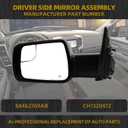 Dasbecan Left Driver Side Mirror Compatible with 2019-2024 Ram 1500 Rearview Mirror with Temp Sensor/Heated Glass/Signal Light/Puddle Light/Power Folding/Black Texture Cover (14pins)