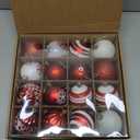 16PCS Christmas Ball Ornaments, 2.36 Inch Red and White Christmas Tree Ornaments with Glittering, Shatterproof Baubles for Christmas Tree Decorations, Wreaths, Garlands