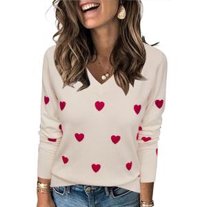 Arach&Cloz Women's Spring Tops 2025 Fashion Trendy V Neck Long Sleeve Shirts Knitted Casual Pullover Sweater Clothes (Beige, XL)