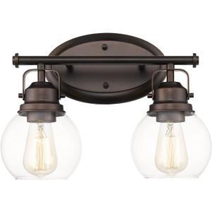 Farmhouse Vintage Bathroom Vanity Light, 2-Light Wall Mount Lighting Sconce Over Mirror, Oil Rubbed Bronze Finish and Clear Glass, AD-2147-2W