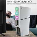 for PS5 Cooling Fan with Led Light, Quiet for PS5 Fan Cooling Fan for PS5 Cooler Cooling Fan for Playstation 5 fan with 3 Small Fans 3.0 USB Port 2 Fan Speed Setting fan (White)