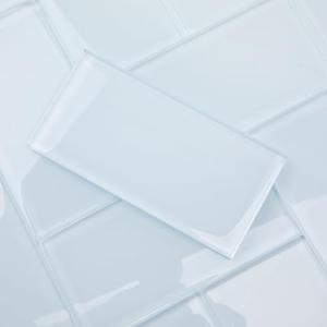 Lovdeco Ice Blue Glass Subway Tile, Light Blue Glass for Bathroom Kitchen Shower Backsplash Wall, 3 x 6 Inches, 4 Sq.Ft.