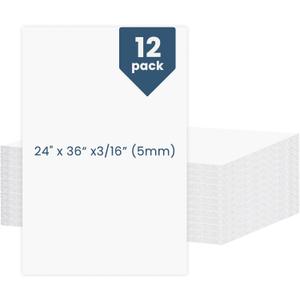 12 Pack White Foam Board 24 x 36 Inches, 3/16 Inch (5mm) Thick Poster Board