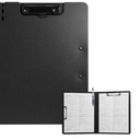 FRETONBA Clipboard Folder, A4 Foldable Clipboard with Horizontal and Vertical Double Metal Clips, 360 Degree Foldable Binder Clipboards with Pen Holder, File Cover Work Folder Clipboards, Black
