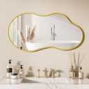 48x 27 Gold Irregular Wall Mirror, Aluminum Framed Asymmetrical Mirrors, Large Bathroom Vanity Mirror,Tempered Glass, Decorative for Wall, Bathroom Living Room Bedroom Entry Way