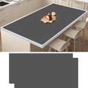 2Pack Large Silicone Mats for Kitchen Counter, 48''x24''(120cmx60cm) Heat Resistant Mat for Kitchen Island, Waterproof Multipurpose Countertop Protector, Dark Gray